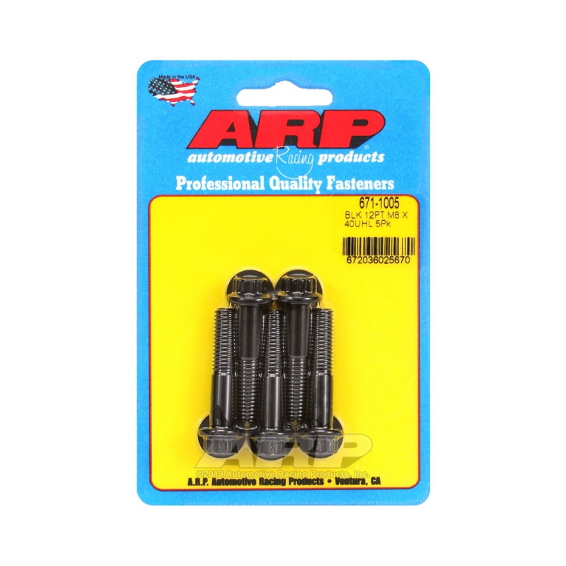 Set de șuruburi și piulițe universale ARP M8 x 1,25 – Oxid negru, 12 capete, x5 - ARP-671-1005 - 671-1005 - 3666618196497